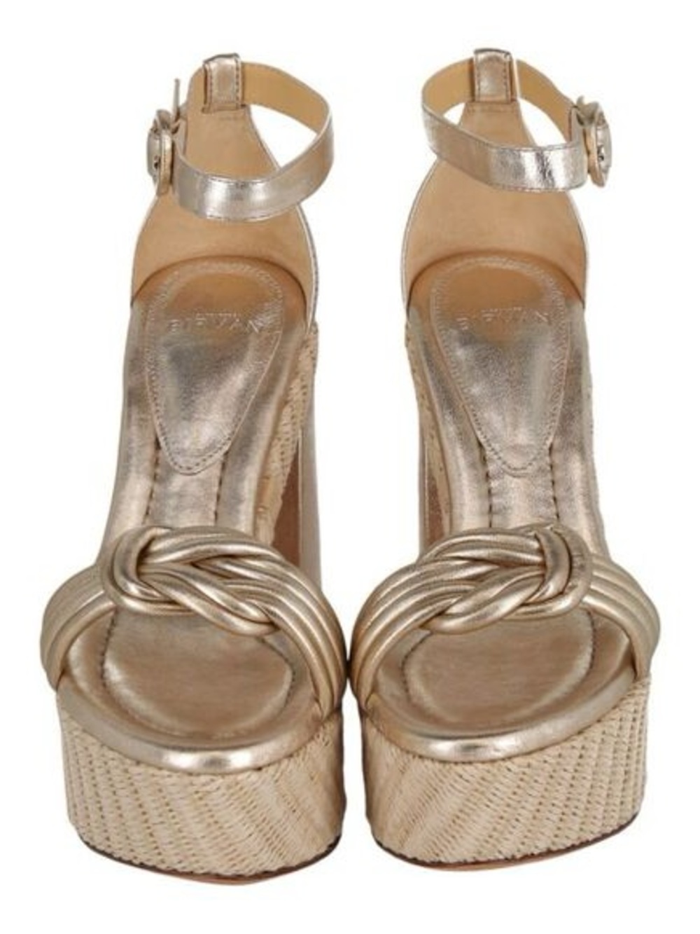Alexandre Birman Gold Knotted Platform Ankle-Strap Sandals